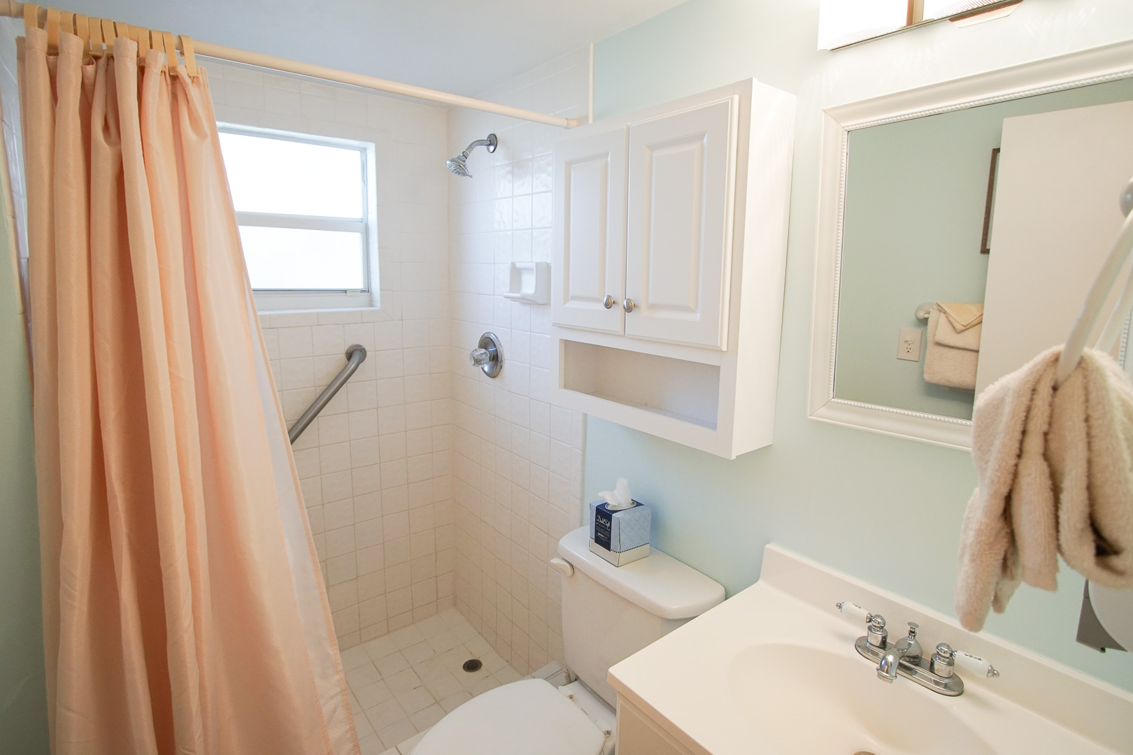 An airy bathroom at VRI's Sand Dune Shores in Florida.